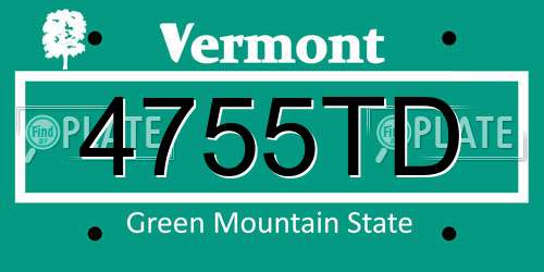 4755TD Vermont License Plate