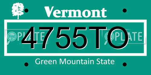 4755TO Vermont License Plate