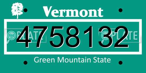 4758132 Vermont License Plate