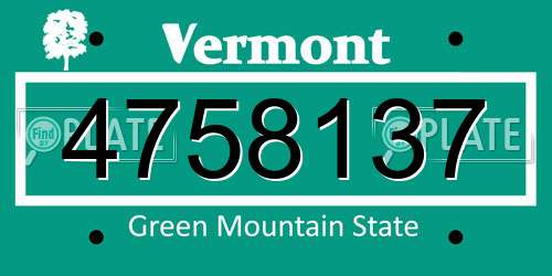 4758137 Vermont License Plate