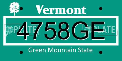 4758GE Vermont License Plate