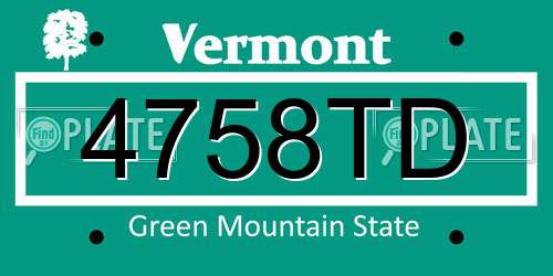 4758TD Vermont License Plate