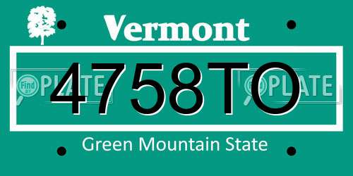 4758TO Vermont License Plate