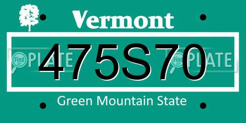 475S70 Vermont License Plate