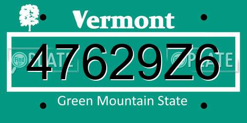 47629Z6 Vermont License Plate