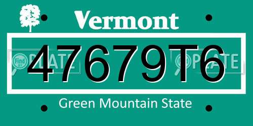 47679T6 Vermont License Plate
