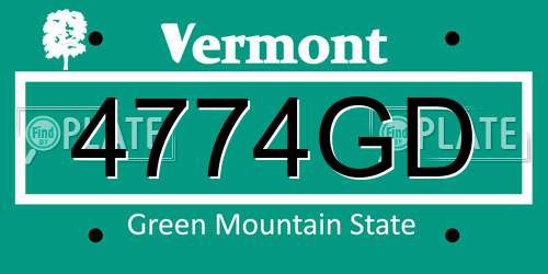 4774GD Vermont License Plate