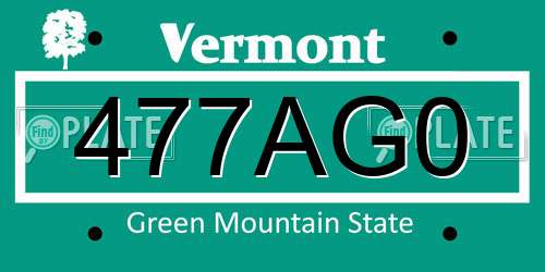 477AG0 Vermont License Plate