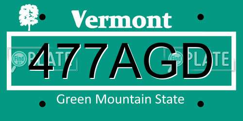 477AGD Vermont License Plate