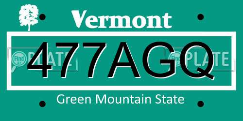 477AGQ Vermont License Plate
