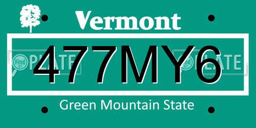 477MY6 Vermont License Plate