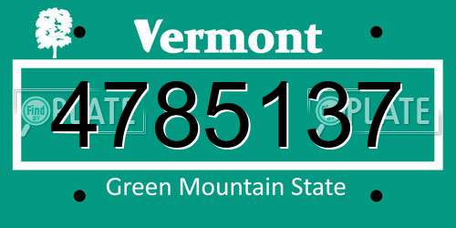 4785137 Vermont License Plate