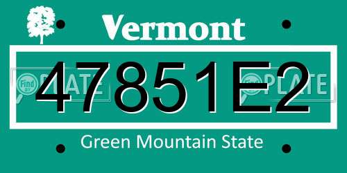 47851E2 Vermont License Plate