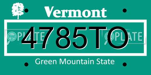 4785TO Vermont License Plate