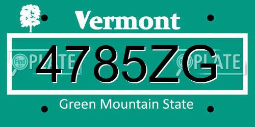 4785ZG Vermont License Plate