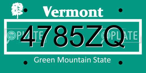 4785ZQ Vermont License Plate