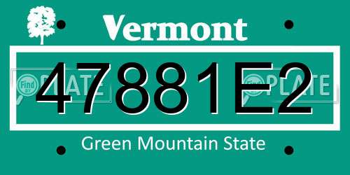 47881E2 Vermont License Plate