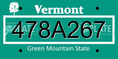 478A267 Vermont License Plate