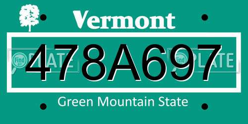 478A697 Vermont License Plate