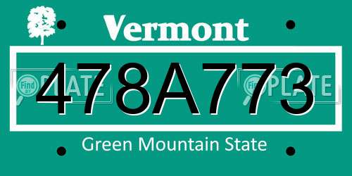 478A773 Vermont License Plate