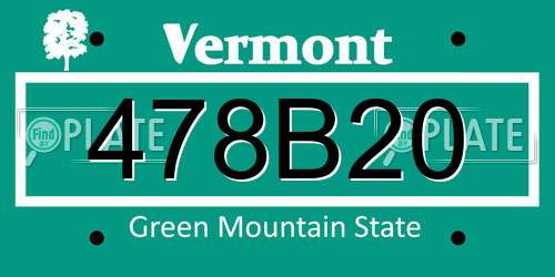 478B20 Vermont License Plate