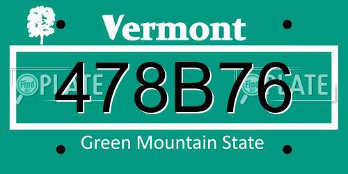 478B76 Vermont License Plate