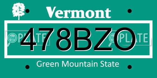 478BZO Vermont License Plate