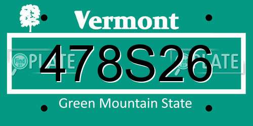 478S26 Vermont License Plate