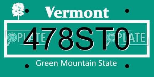 478ST0 Vermont License Plate