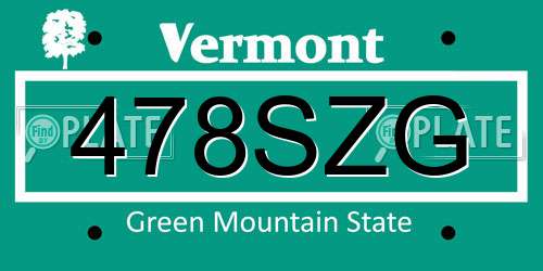 478SZG Vermont License Plate