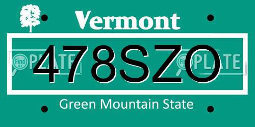 478SZO Vermont License Plate