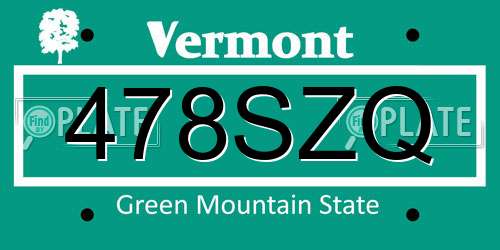478SZQ Vermont License Plate