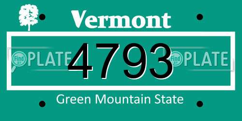 4793 Vermont License Plate