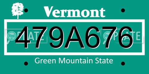 479A676 Vermont License Plate