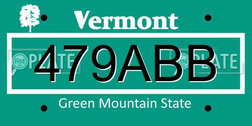 479ABB Vermont License Plate