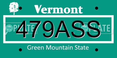 479ASS Vermont License Plate