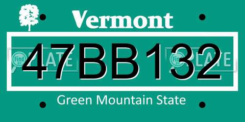 47BB132 Vermont License Plate
