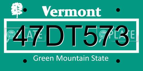 47DT573 Vermont License Plate