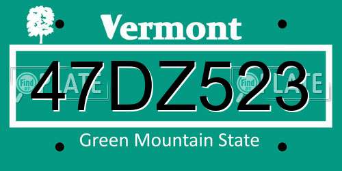 47DZ523 Vermont License Plate