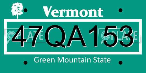 47QA153 Vermont License Plate