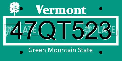 47QT523 Vermont License Plate