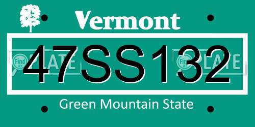 47SS132 Vermont License Plate