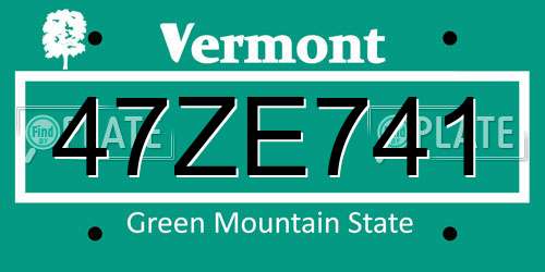 47ZE741 Vermont License Plate