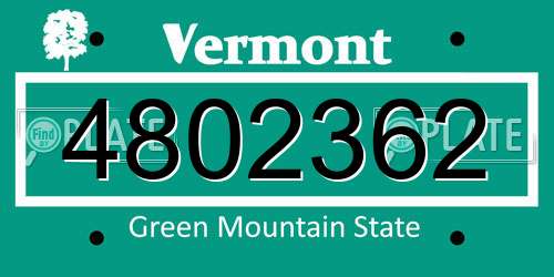 4802362 Vermont License Plate