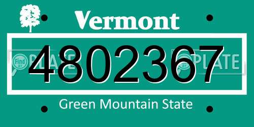 4802367 Vermont License Plate