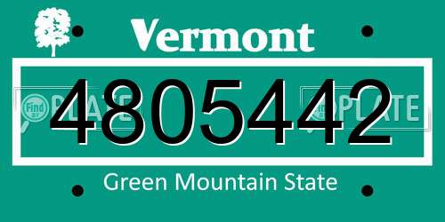 4805442 Vermont License Plate