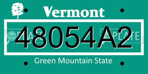 48054A2 Vermont License Plate