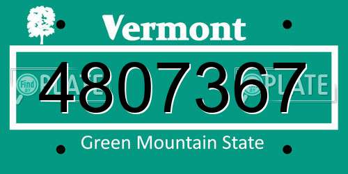 4807367 Vermont License Plate