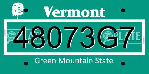 48073G7 Vermont License Plate