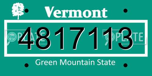 4817113 Vermont License Plate
